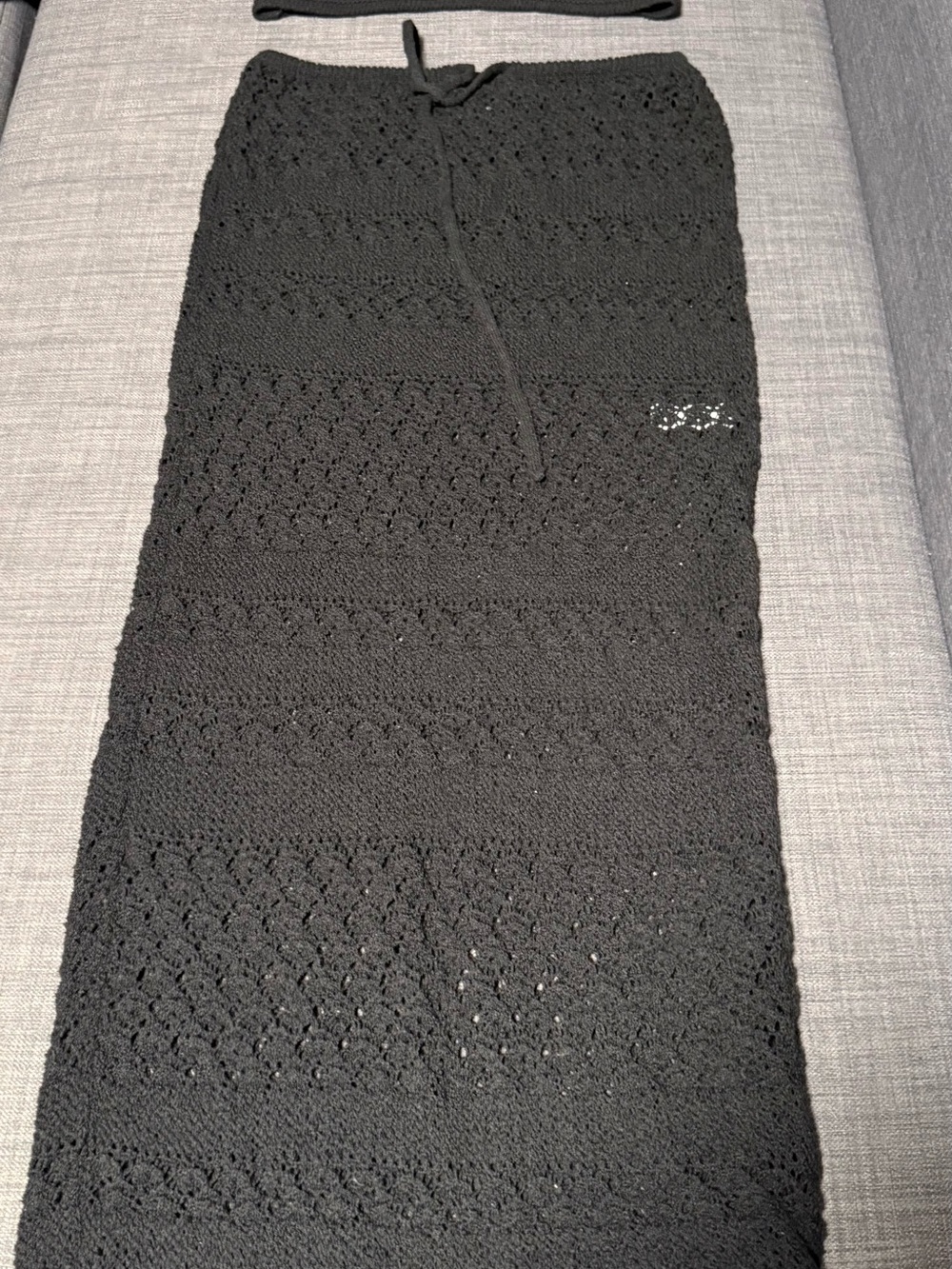 NWT Wild Fable Black Crochet Knit Maxi Skirt and Top Set